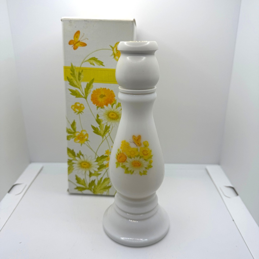 Vintage Avon Buttercup Candlestick Imperial Garden Cologne With Box